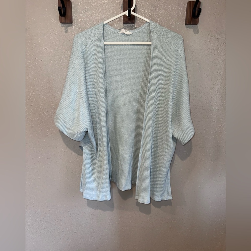 Light Blue Open-Front Women's Sweater Cardigan